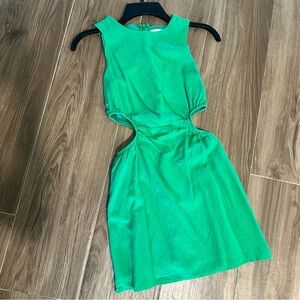Olivaceous Vibrant Green Side Cutout Dress